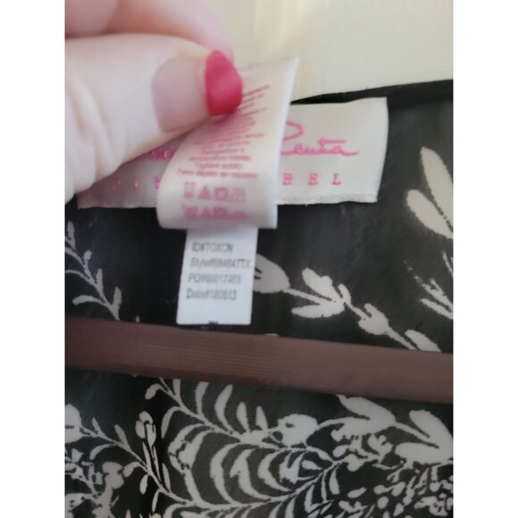 Oscar de la renta Pink Label Robe Black White sheer print Plus size 1X - Picture 4 of 6